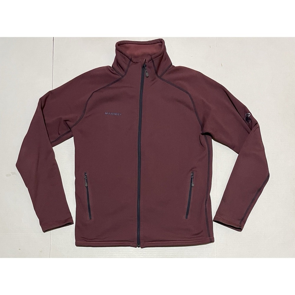 Mammut Grid‎ Fleece Jacket Mens Large Burgundy Full Zip Performance Outdoor
